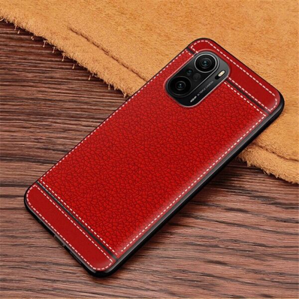 

Чехол Fiji Litchi для Xiaomi Mi 11i силикон бампер с рифленой текстурой красный