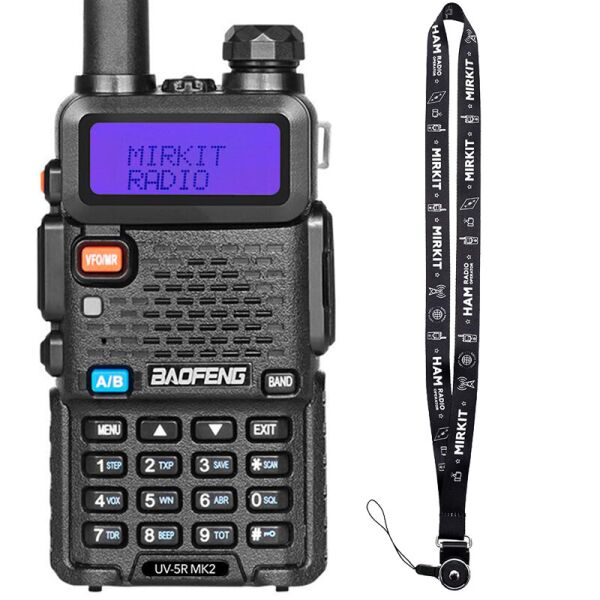

Рация Baofeng UV-5R MK2, UHF/VHF, 5 Вт, 1800 мАч + Ремешок на шею Mirkit черный