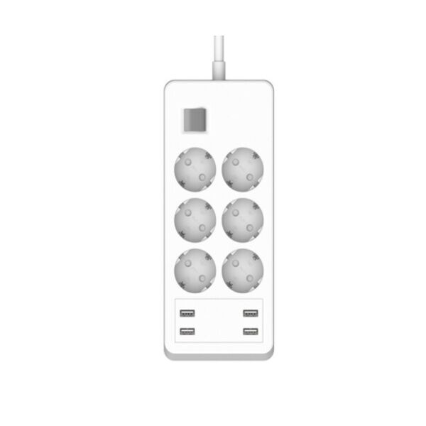 

Сетевой фильтр на 6 розеток + 4 USB выхода 5V-4.8A, 16A, 240V