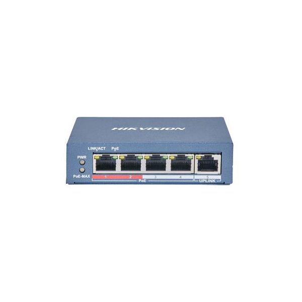 

4-портовый неуправляемый POE коммутатор Hikvision DS-3E0105P-E(B)