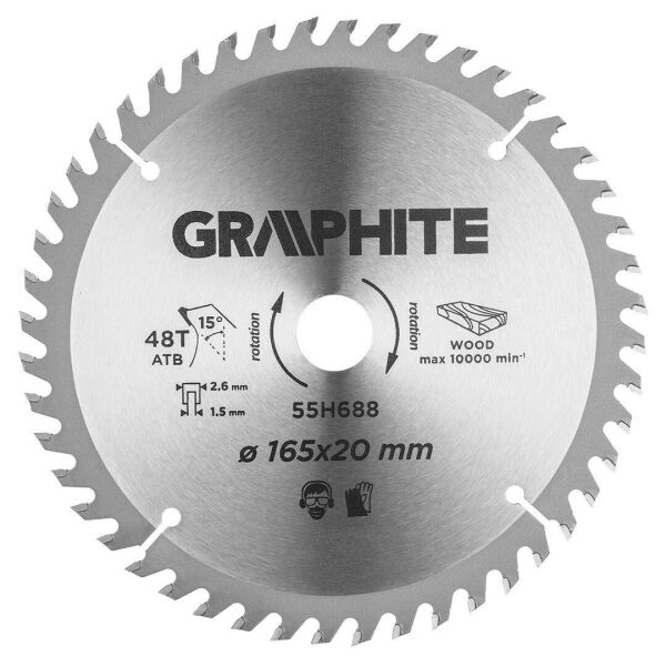 

Диск пильный Graphite 165*20 мм, 48 зубьев