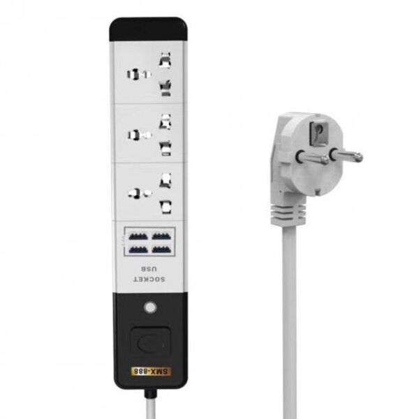 

Сетевой удлинитель Senmaxu SMX-888, 3 Universal Socket + 4 USB, 1,5м, Grey, Box