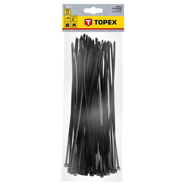 

Хомуты TOPEX 4,8 x 300 мм, 75 шт. черные