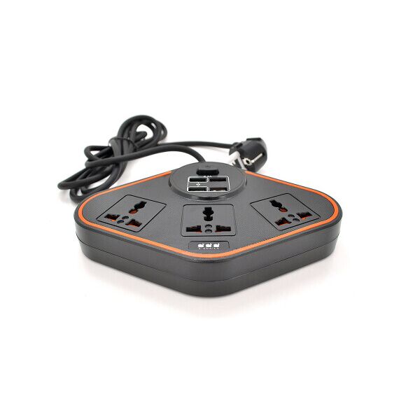 

Сетевой фильтр BKL-07, 3 Розетки + 4 USB, 2 м, сечение 3х0,75мм, Black, Box
