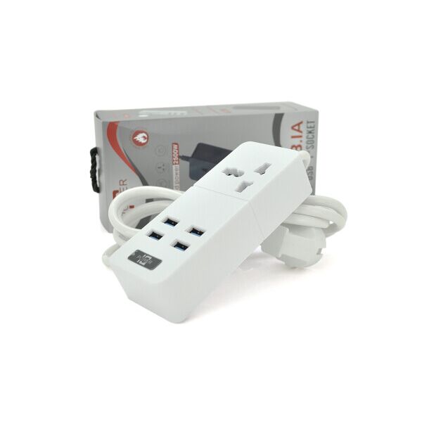 

Сетевой фильтр ТВ-Т06, 1 розетка + 4 USB, 2 м, сечение 3х0,75мм, 2500W, White, Box