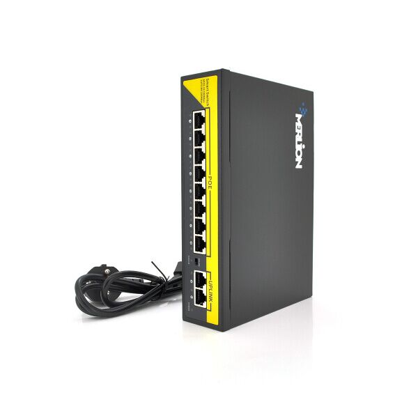 

POE коммутатор Merlion 8 POE 10 - 100 + 2 RJ45 10 - 100 + встроенный блок питания 52V 1.8A