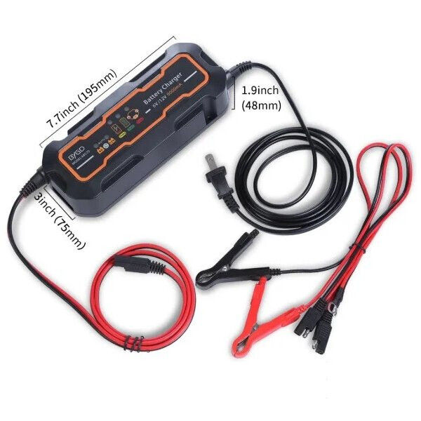 

Автомобильное зарядное устройство PROinstal BYGD 6V-12V 5А c индикацией AC 200V-240V, DC 6V-12V-0.9A + крокодиллы