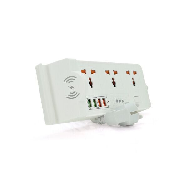 

Сетевой фильтр BKL-20, 3 Розетки + 4 USB, Wireess Power 10W,2 м, сечение 3х0,75мм, White, Box