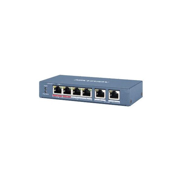 

4-портовый неуправляемый POE коммутатор Hikvision DS-3E0106HP-E