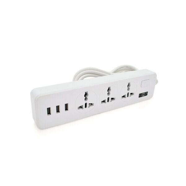 

Сетевой фильтр ТВ-Т13, 3 розетки + 3 USB, 2 м, сечение 3х0,75мм, 2500W, White, Box