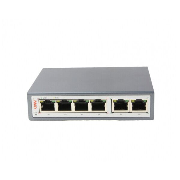 

4х портовый PoE Гбит коммутатор ONV-POE33064P, 4xPoe1000Мбит + 2х1000 Мбит, IEEE802.3af - at , общая мощность 65 Вт