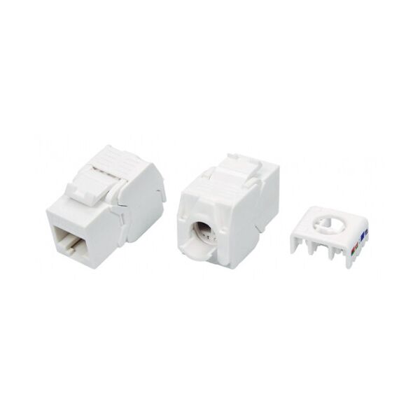 

Модульный разъём OK-net Кат.5e UTP (180°, toolless) белый (OK-KM100-5EUW)