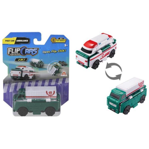 

Машинка-трансформер Flip Cars 2 в 1 Міський транспорт, Вантажівка і швидкої допомоги EU463875-39 (6911400407532)