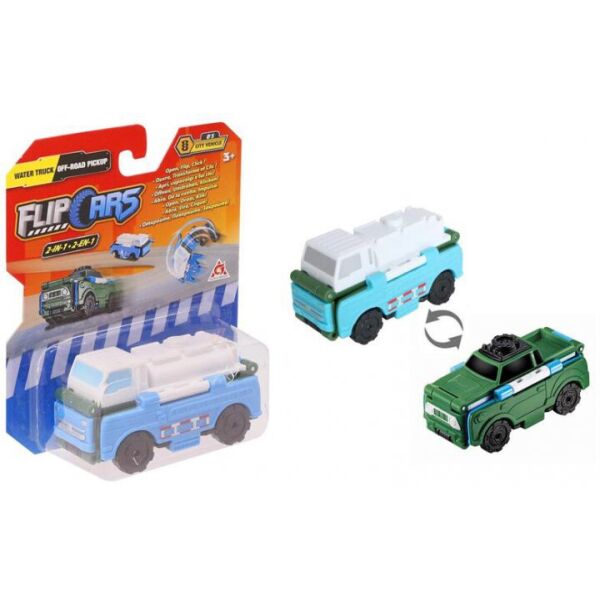 

Машинка-трансформер Flip Cars 2 в 1 Міський транспорт, Водовіз і Позашляховий пікап EU463875-13 (6911400389432)