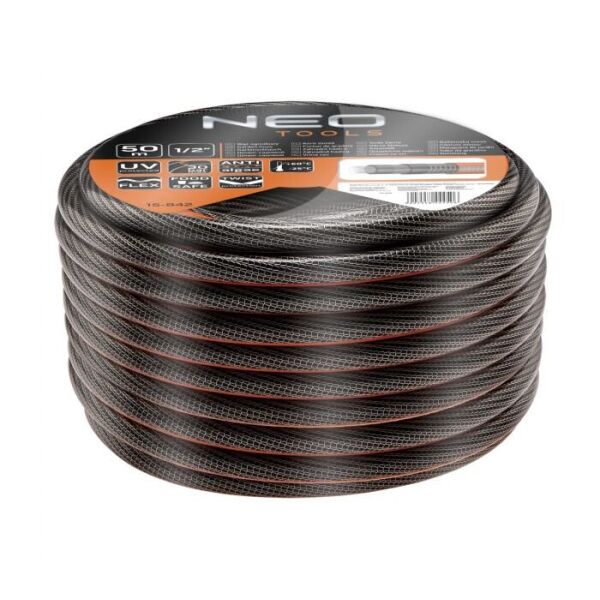 

Шланг садовый NEO 1/2" x 50 m, 6-слой. Professional, -25°C / +60°C, 10(max30)bar