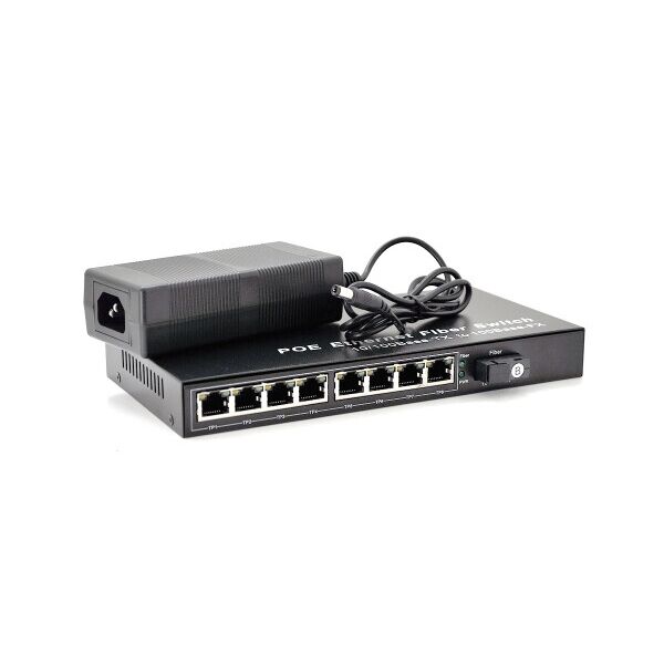 

Коммутатор POE со встроеным SFP (B) 48V-57V, 8 портов PoE + 1 порт Ethernet FX 155 Мбит - с (UP-Link) SC - FC - ST 1550nm, 802.3