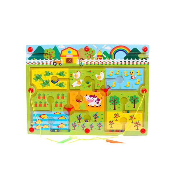 

Игрушка-лабиринт Happy Farm на деревянной доске с магнитными шариками и магнитными палочками, 40х30х1,5cm