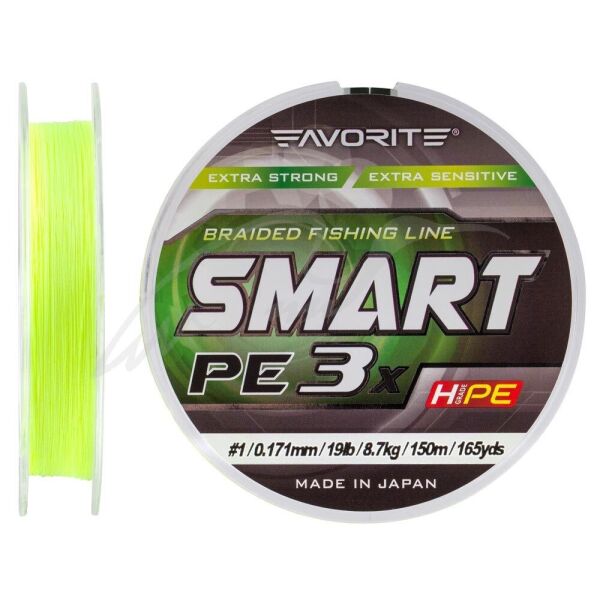 

Шнур Favorite Smart PE 3x 150м (fl.yellow) #0.4/0.104mm 8lb/3.5kg (1693-10-54)