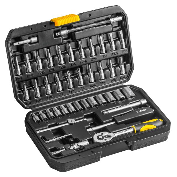 

Набор торцевых головок TOPEX 1/4 "CrV, 46 шт. (38D640)