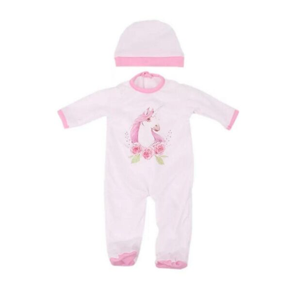 

Одежда для Беби Борн / Baby Born 40-43 с Комбинезон с шапочкой Единорожка бело розовый