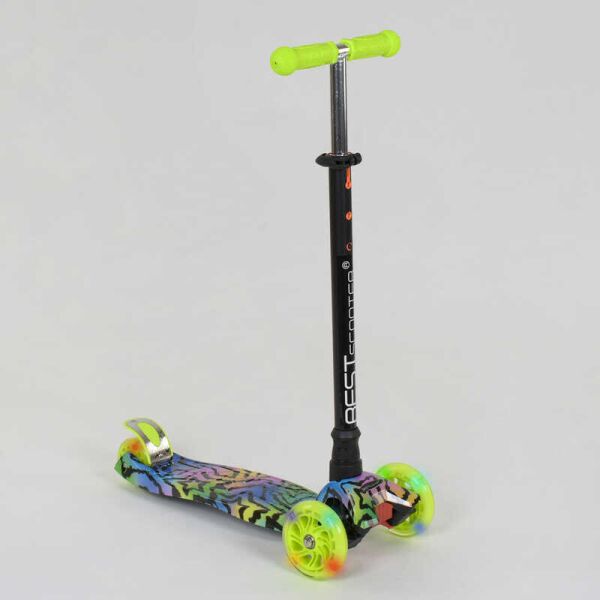 

Самокат детский пластмассовый с алюминиевой трубкой руля + 4 колеса Black/Light green (83271)
