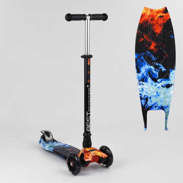 

Самокат детский с алюминиевой трубкой руля + 4 колеса PU со светом Best Scooter A Black/Blue/Red (99660)
