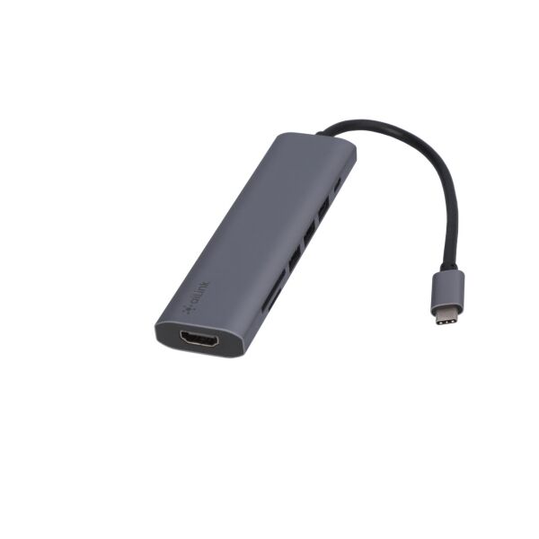

USB-хаб адаптер Ailink Aluminium 7 в 1 USB-C 4K HDMI Card Reader Hub Multi Port 100W PD Space Grey з кабелем A