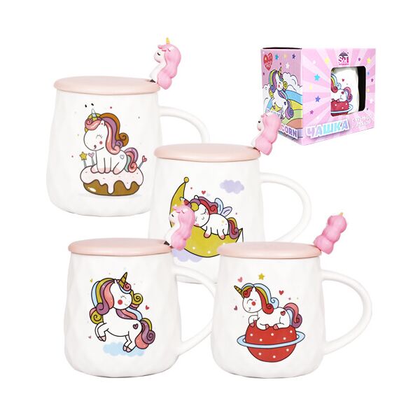 

Набор чашек SNT 4 шт. с крышкой и ложкой Baby Unicorn 400мл 20623