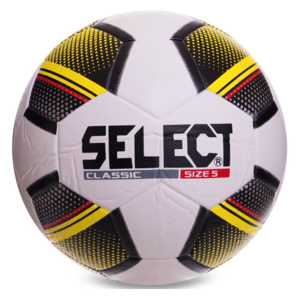 

Мяч футбольный SELECT Classic FB-0553 №5 PVC клееный белый-черный-желтый