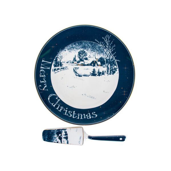 

Блюдо для торта с лопаткой Elen 924-723 quot;NEW CHRISTMASquot; 26 см