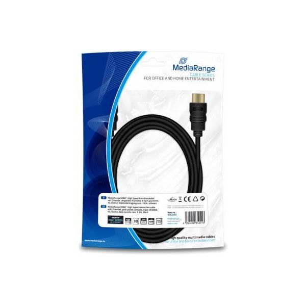 

Кабель мультимедійний HDMI to HDMI 3.0m Mediarange (MRCS155)