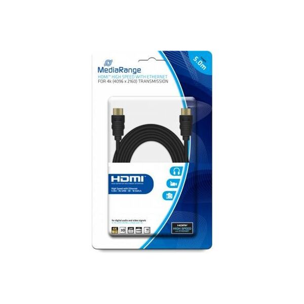 

Кабель мультимедійний HDMI to HDMI 5.0m V2.0 Mediarange (MRCS158)