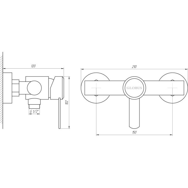 

Смеситель для душа Globus Lux WIEN SBT2-105 с душевым гарнитуром