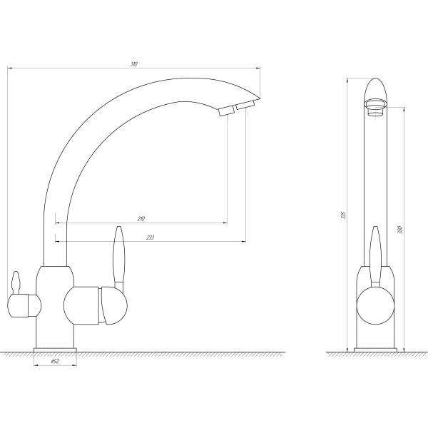 

Смеситель для кухни с подключением к фильтру Globus Lux GLLR-0777-8-STSTEEL