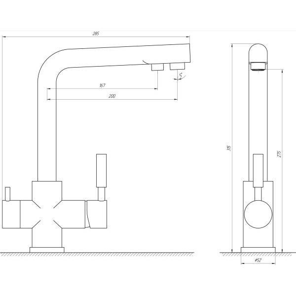 

Смеситель для кухни с подключением к фильтру Globus Lux GLLR-0888-FRANKE