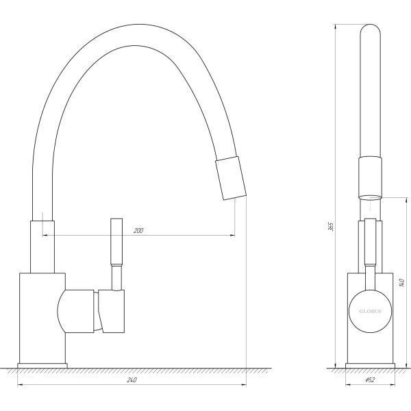 

Смеситель для кухни Globus Lux LAZER GLLR-203SB