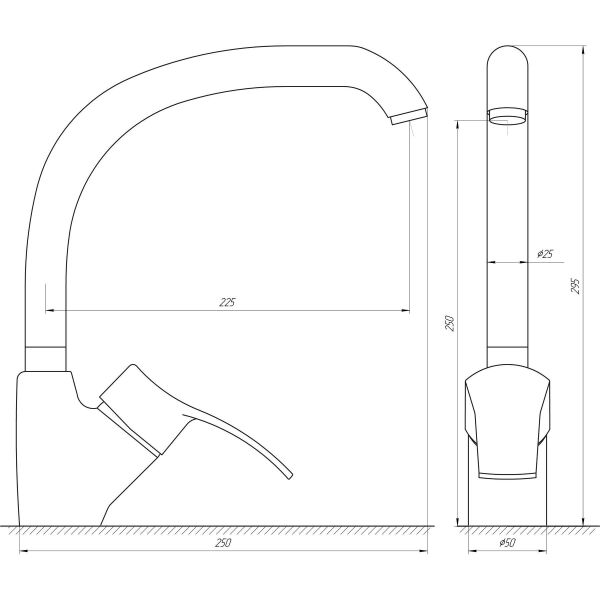

Смеситель для кухни Globus Lux GLQU-0203S-BIG-3-TITANIUM темно-серый
