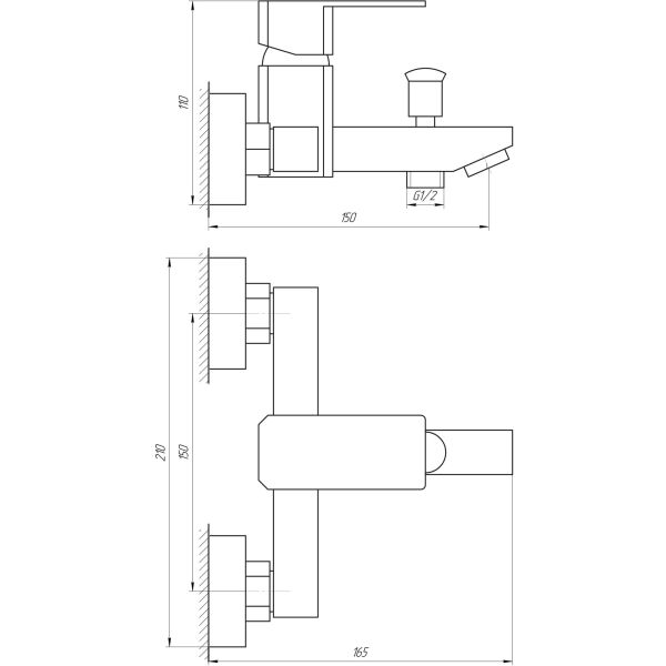 

Смеситель для ванны Globus Lux SHK-102-M с душевым гарнитуром