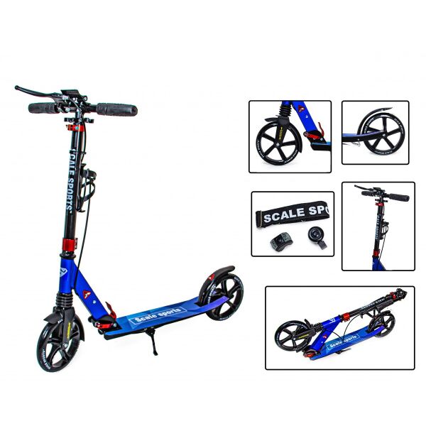 

Детский двухколесный самокат Scale Sports SS-08 c ручным тормозом и передним амортизатором, Синий