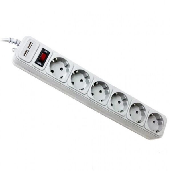 

Удлинитель Greelite на 6 розеток 1,5 м с 2 USB выходами Белый