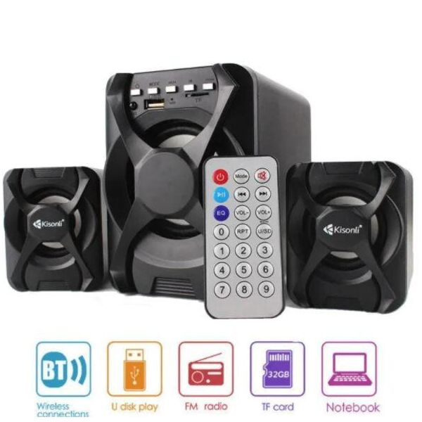 

Акустика Kisonli колонки с сабвуфером и пультом для пк Bluetooth