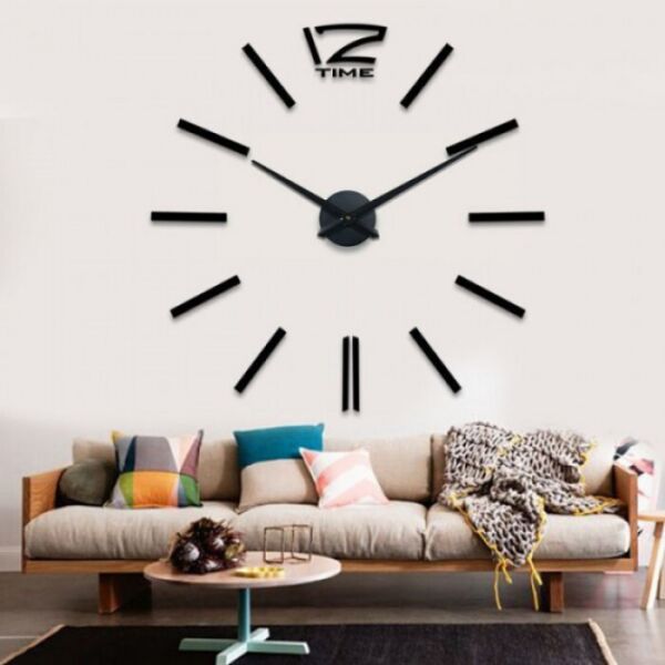 

Большие настенные 3D часы (наклейки) DIY Clock Чёрные