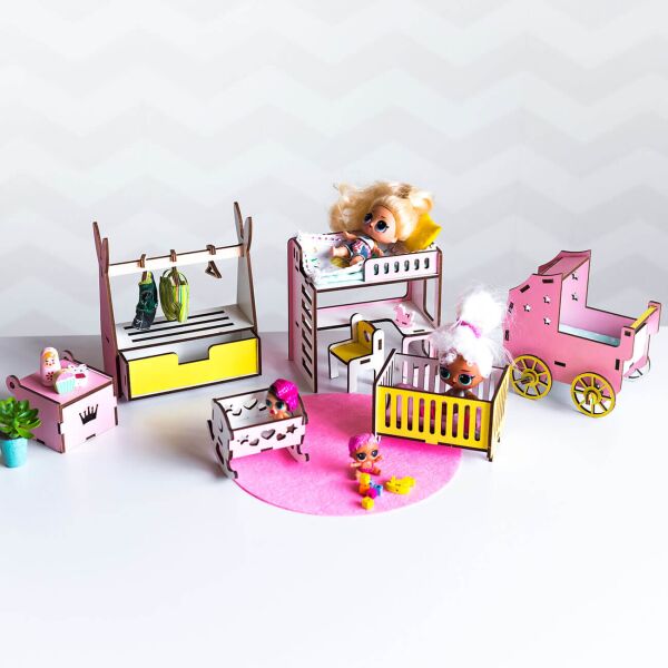 

Игровой набор NestWood Детская комната New для кукол Лол розовая (kml013)
