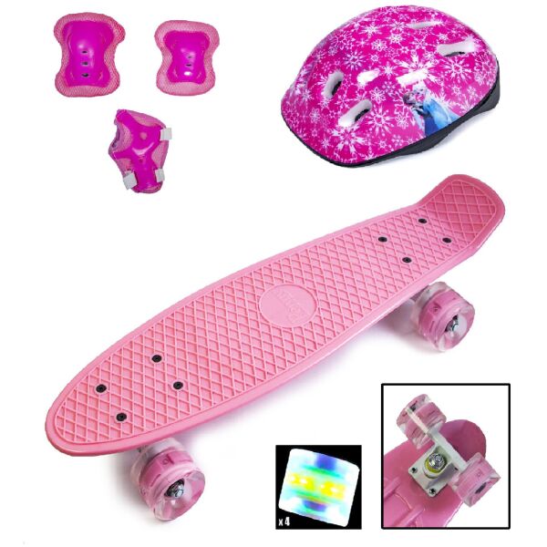 

КОМПЛЕКТ СкейтБорд Penny Board. Pink+защита+шлем. Светящиеся колеса!