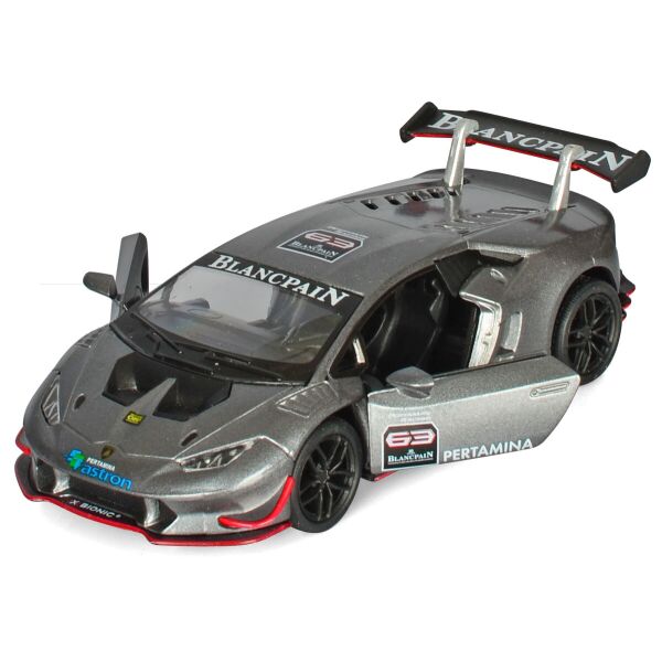 

Машинка Kinsmart Кинсмарт Lamborghini Huracan Lp 620-2 металлическая инерционная серая 1:38 (KT5389W-1)