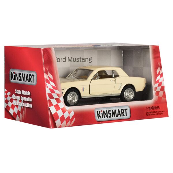 

Машинка Kinsmart Кинсмарт Ford Mustang 1964 металлическая инерционная бежевая 1:36 (KT5351W-3)