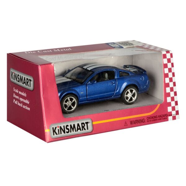 

Машинка Kinsmart Кинсмарт Ford Mustang GT 2006 металлическая инерционная синяя 1:38 (KT5091WF-3)