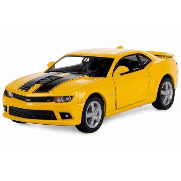 

Машинка Kinsmart Кинсмарт Chevrolet Camaro металлическая инерционная желтая 1:38 (KT5383WF-2)