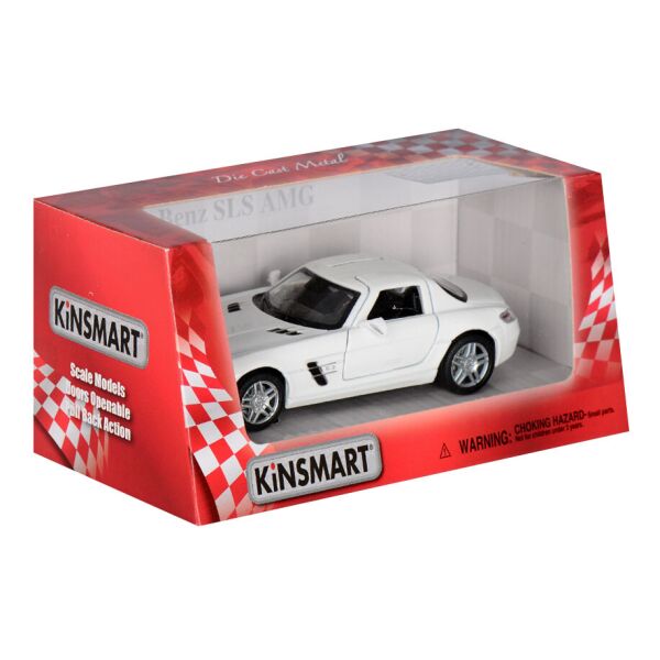 

Машинка Kinsmart Кинсмарт Mercedes-Benz SLS AMG металлическая инерционная белая 1:36 (KT5349W-2)