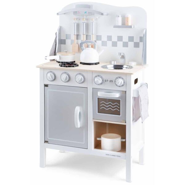 

Детская кухня New Classic Toys Bon Appetit DeLuxe бело-серебряная 60 × 30 × 78 см (11061)